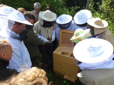 Uczestnicy warsztatów pszczelarskich w dniu 10 sierpnia 2022 r.- fot. Adam Sieńko